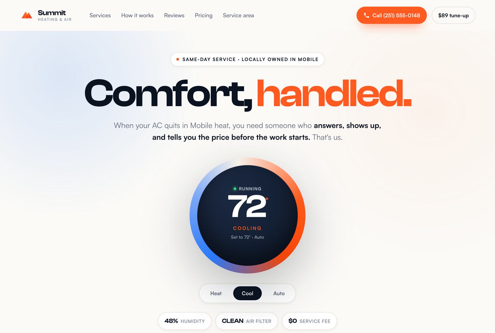 The rebuilt Summit Heating & Air website — modern, built to book jobs